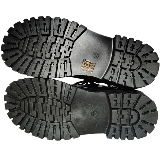 Women's Chunky Platform Combat Boots Size 40=8 Black Boots - Picture 5 of 9